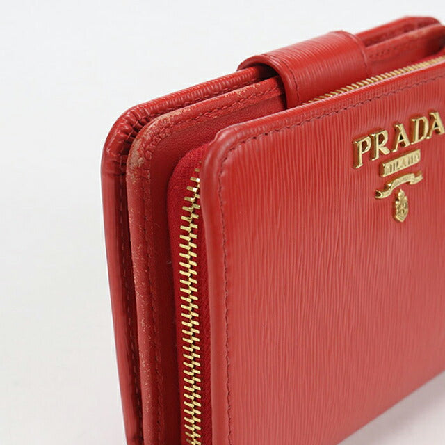 中古 プラダ 二つ折り財布 二折財布 レディース ブランド PRADA ヴィッ