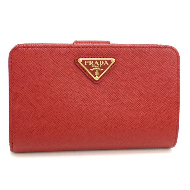 中古 プラダ 二つ折り財布 二折財布 レディース ブランド PRADA サフィアーノレザー レザー 1ML225 レッド USDPR109999011