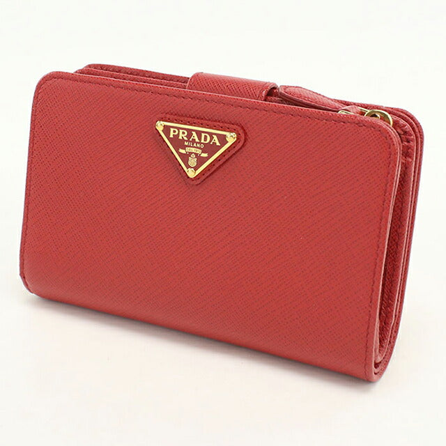 中古 プラダ 二つ折り財布 二折財布 レディース ブランド PRADA サフィアーノレザー レザー 1ML225 レッド USDPR109999011