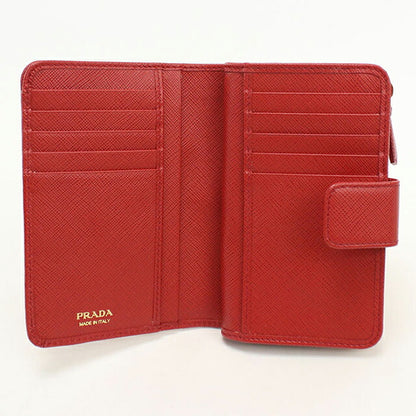 中古 プラダ 二つ折り財布 二折財布 レディース ブランド PRADA サフィアーノレザー レザー 1ML225 レッド USDPR109999011