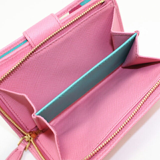 中古 プラダ 二つ折り財布 二折財布 レディース ブランド PRADA サフィアーノレザー レザー 1ML225 ZLP FODLG ピンク USDPR110262011