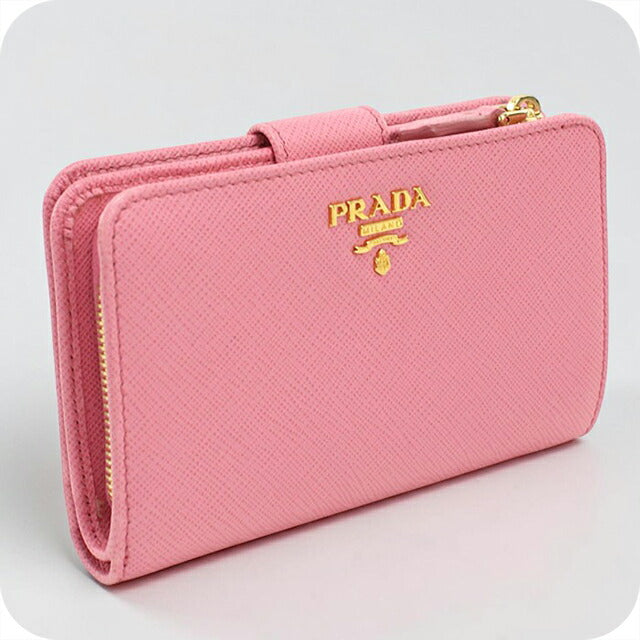 中古 プラダ 二つ折り財布 二折財布 レディース ブランド PRADA サフィアーノレザー レザー 1ML225 ZLP FODLG ピンク USDPR110262011