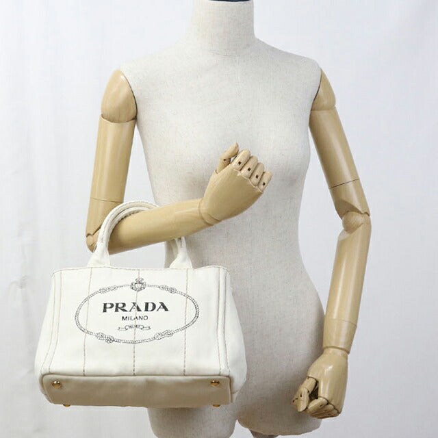 PRADA / プラダ　ホワイトトートバッグ カード付き 中古 プラダ トートバッグ レディース ブランド PRADA カナパ 2WAY