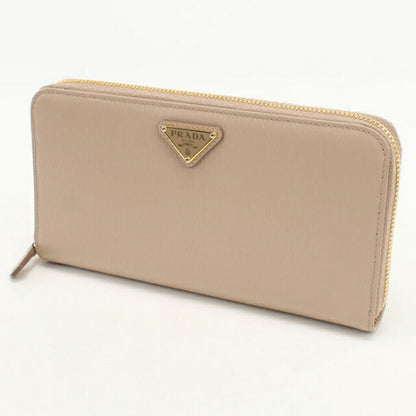 Used Prada long wallet round zipper ladies brand PRADA zip around long wallet leather 1ML506 beige USDPR111083011