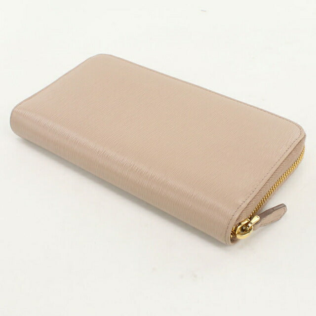 Used Prada long wallet round zipper ladies brand PRADA zip around long wallet leather 1ML506 beige USDPR111083011
