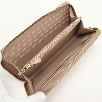 Used Prada long wallet round zipper ladies brand PRADA zip around long wallet leather 1ML506 beige USDPR111083011