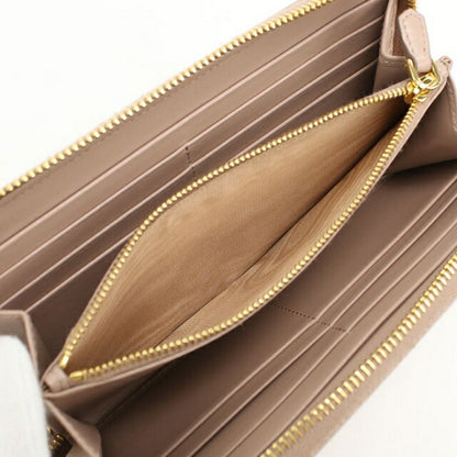 Used Prada long wallet round zipper ladies brand PRADA zip around long wallet leather 1ML506 beige USDPR111083011