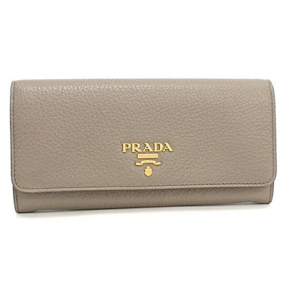 中古 プラダ 長財布二折 レディース ブランド PRADA レザー 1MH132 グレー USDPR111608011