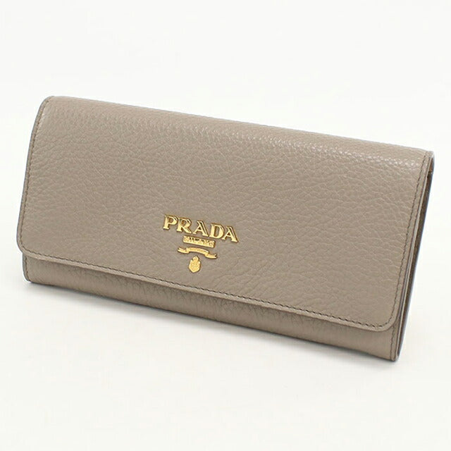 中古 プラダ 長財布二折 レディース ブランド PRADA レザー 1MH132 グレー USDPR111608011