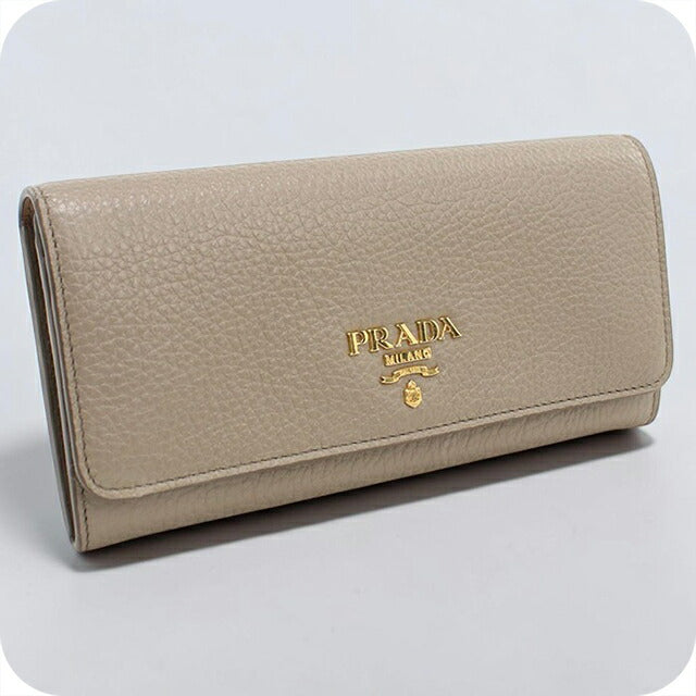 中古 プラダ 長財布二折 レディース ブランド PRADA レザー 1MH132 グレー USDPR111608011
