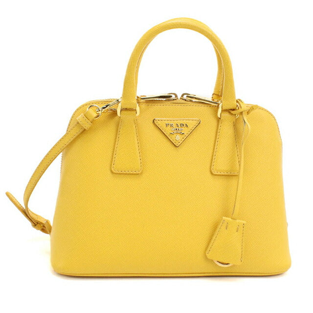 中古 プラダ ハンドバッグ レディース ブランド PRADA サフィアーノレザー ミニ バッグ レザー BL0838 イエロー USDPR111870011