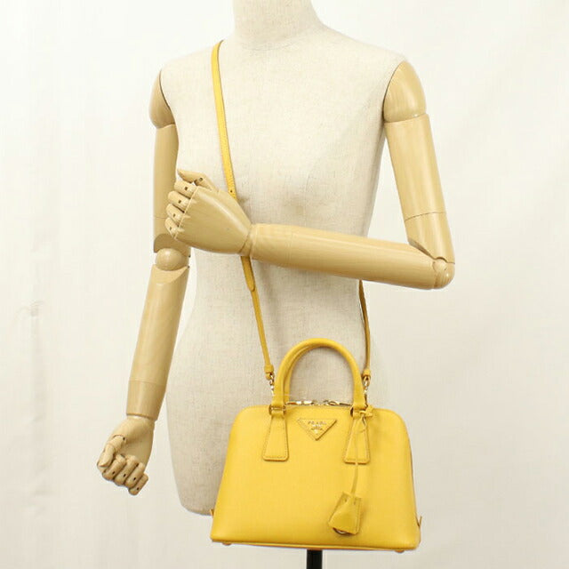 中古 プラダ ハンドバッグ レディース ブランド PRADA サフィアーノレザー ミニ バッグ レザー BL0838 イエロー USDPR111870011