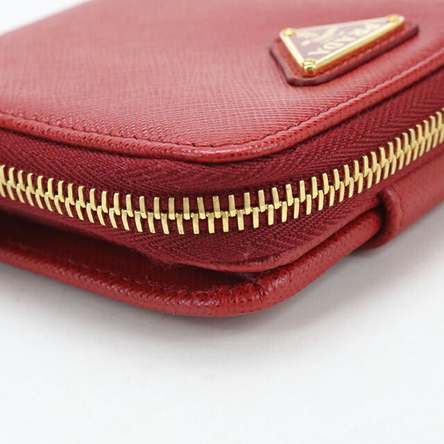 Used Prada Bifold Wallet Bifold Wallet Ladies Brand PRADA Saffiano Triangle Bifold Wallet Red USDPR111950011