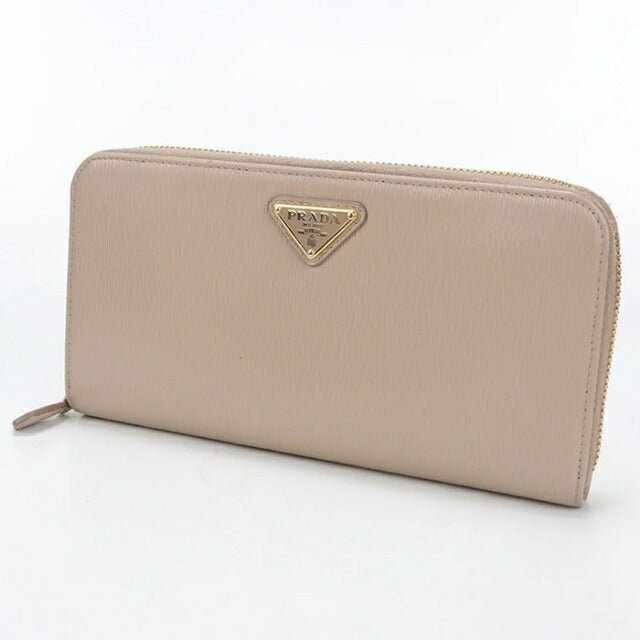 Used Prada long wallet round zipper ladies brand PRADA zip around long wallet beige USDPR112054011
