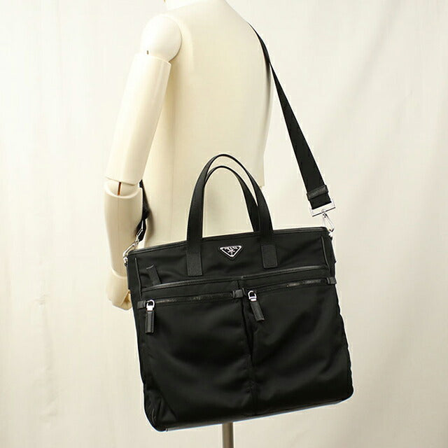 中古 プラダ トートバッグ メンズ ブランド PRADA Re-Nyron 2WAY 2VG860 ブラック USDPR112127011