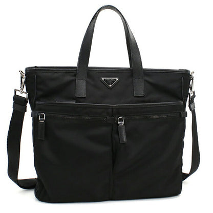 中古 プラダ トートバッグ メンズ ブランド PRADA Re-Nyron 2WAY 2VG860 ブラック USDPR112127011