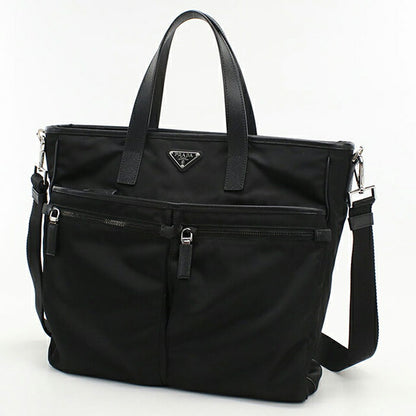 中古 プラダ トートバッグ メンズ ブランド PRADA Re-Nyron 2WAY 2VG860 ブラック USDPR112127011
