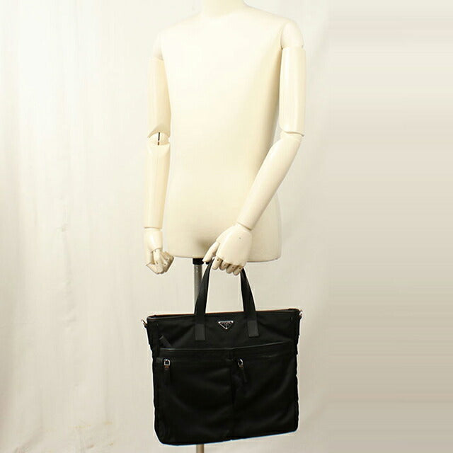 中古 プラダ トートバッグ メンズ ブランド PRADA Re-Nyron 2WAY 2VG860 ブラック USDPR112127011