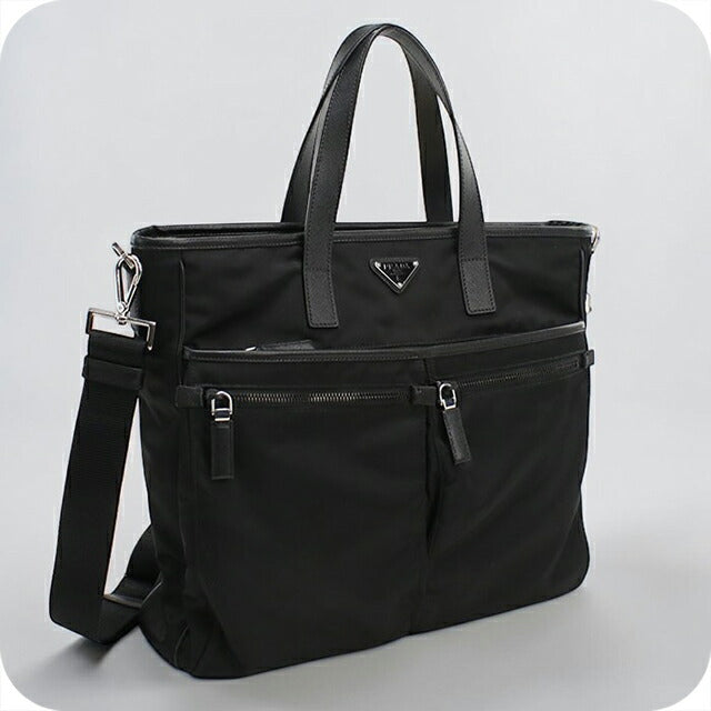 中古 プラダ トートバッグ メンズ ブランド PRADA Re-Nyron 2WAY 2VG860 ブラック USDPR112127011