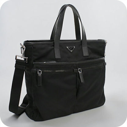 中古 プラダ トートバッグ メンズ ブランド PRADA Re-Nyron 2WAY 2VG860 ブラック USDPR112127011