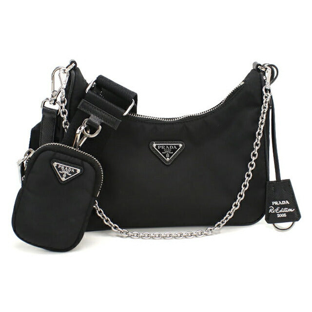 中古 プラダ 斜め掛け ショルダーバッグ レディース ブランド PRADA 1BH058 ブラック USDPR112134011