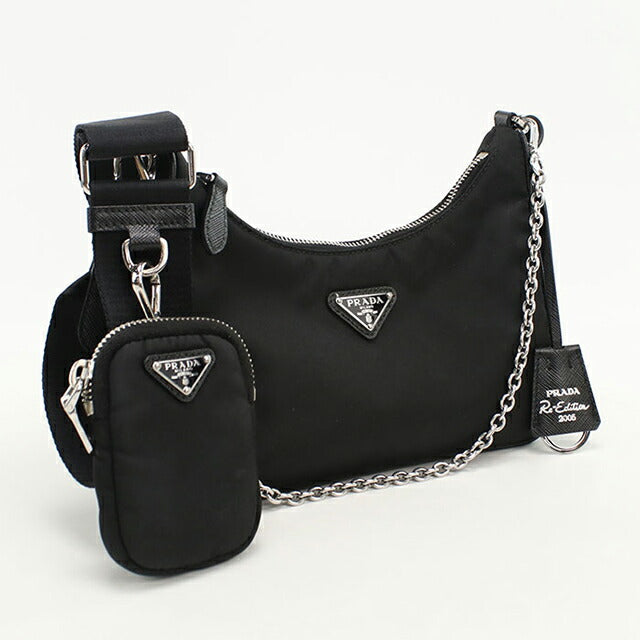中古 プラダ 斜め掛け ショルダーバッグ レディース ブランド PRADA 1BH058 ブラック USDPR112134011