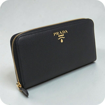 Used Prada long wallet round zipper ladies brand PRADA Vitello grain leather zip around leather 1ML506 2E3A F0002 USDPR112280011