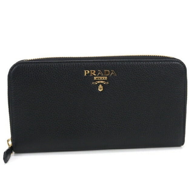 Used Prada long wallet round zipper ladies brand PRADA Vitello grain leather zip around leather 1ML506 2E3A F0002 USDPR112280011