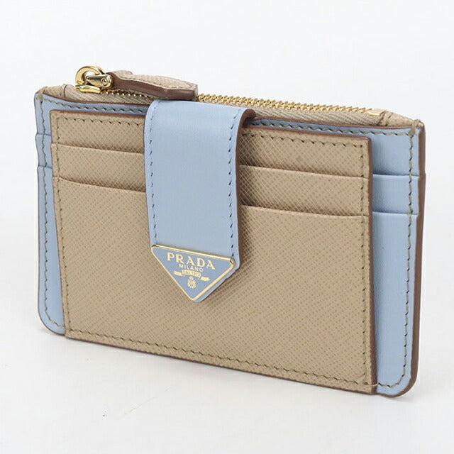 中古 プラダ 小銭入れ レディース ブランド PRADA トライアングルロゴ フラグメントケース レザー 1MC038 2DYG F0TYG ベージュ USDPR112612011