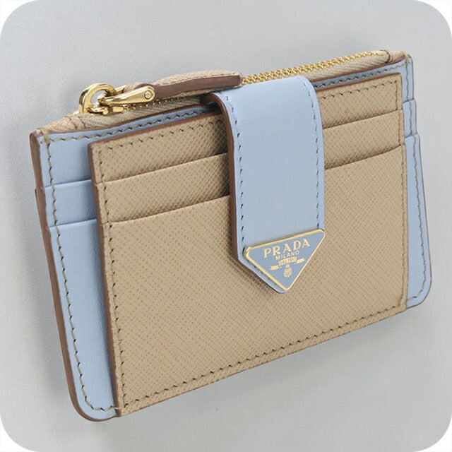 中古 プラダ 小銭入れ レディース ブランド PRADA トライアングルロゴ フラグメントケース レザー 1MC038 2DYG F0TYG ベージュ USDPR112612011
