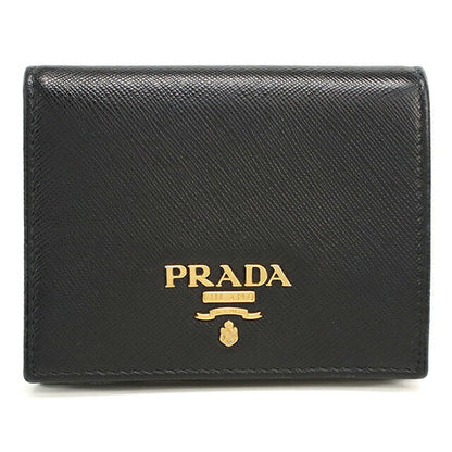 中古 プラダ 二つ折り財布 二折財布 レディース ブランド PRADA サフィアーノレザー レザー 1MV204_QWA_F0002 ブラック USDPR112900011