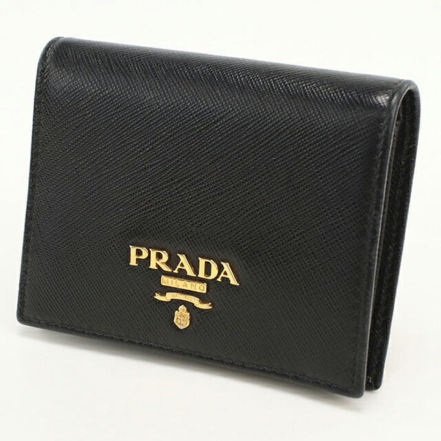中古 プラダ 二つ折り財布 二折財布 レディース ブランド PRADA サフィアーノレザー レザー 1MV204_QWA_F0002 ブラック USDPR112900011