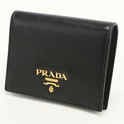 中古 プラダ 二つ折り財布 二折財布 レディース ブランド PRADA サフィアーノレザー レザー 1MV204_QWA_F0002 ブラック USDPR112900011
