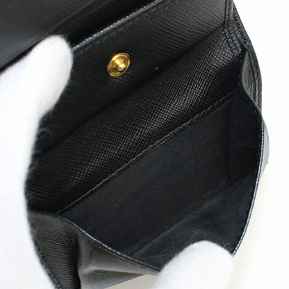 中古 プラダ 二つ折り財布 二折財布 レディース ブランド PRADA サフィアーノレザー レザー 1MV204_QWA_F0002 ブラック USDPR112900011