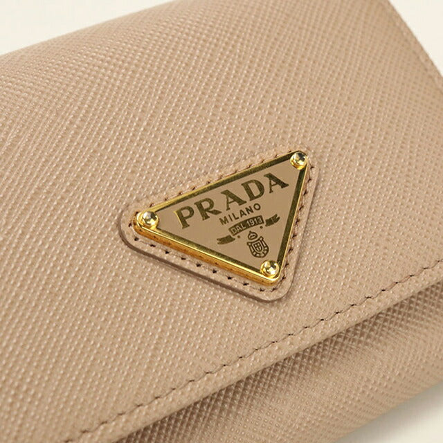 中古 プラダ 三つ折り財布 三折財布 レディース ブランド PRADA サフィアーノトライアングル 財布 レザー 1MH043 ベージュ USDPR112931011