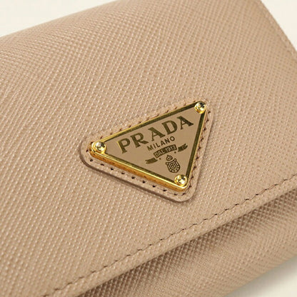 中古 プラダ 三つ折り財布 三折財布 レディース ブランド PRADA サフィアーノトライアングル 財布 レザー 1MH043 ベージュ USDPR112931011