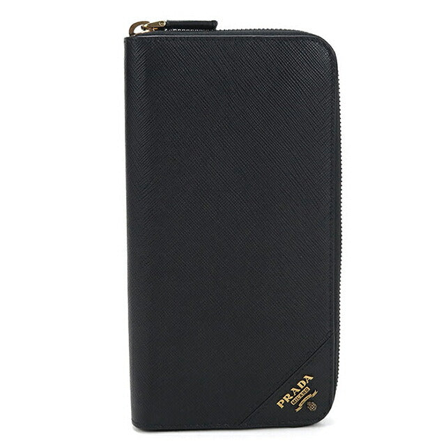 中古 プラダ 長財布ラウンドファスナー メンズ ブランド PRADA サフィアーノレザー ジップアラウンド レザー 2ML317 QME F0632 ブラック USDPR112948011