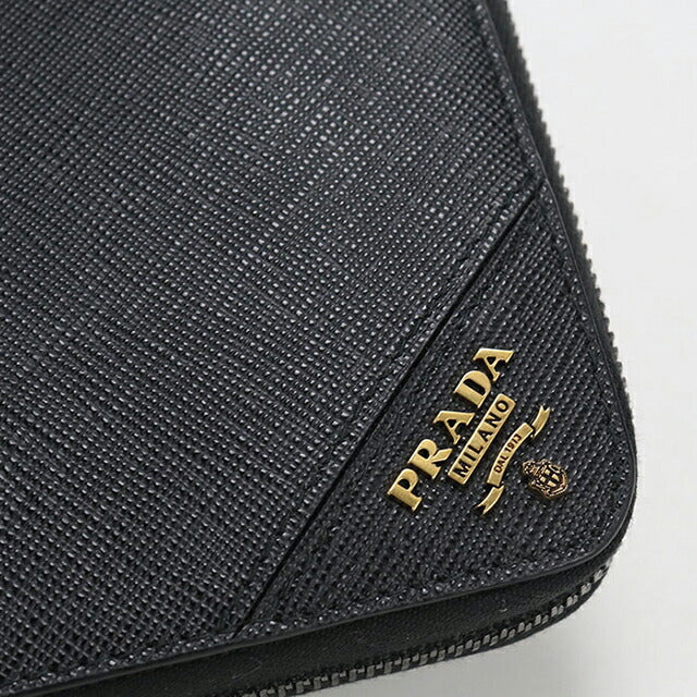 中古 プラダ 長財布ラウンドファスナー メンズ ブランド PRADA サフィアーノレザー ジップアラウンド レザー 2ML317 QME F0632 ブラック USDPR112948011