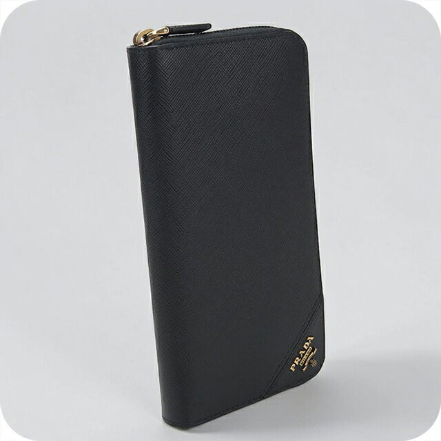 中古 プラダ 長財布ラウンドファスナー メンズ ブランド PRADA サフィアーノレザー ジップアラウンド レザー 2ML317 QME F0632 ブラック USDPR112948011