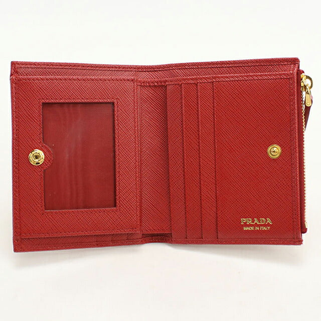 中古 プラダ 二つ折り財布 二折財布 レディース ブランド PRADA サフィアーノレザー レザー 1ML023 QWA F068Z レッド USDPR112965011