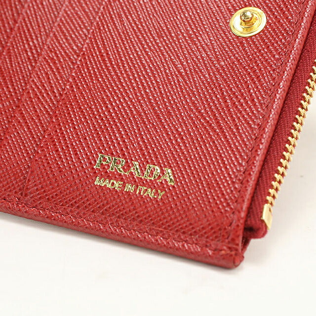 中古 プラダ 二つ折り財布 二折財布 レディース ブランド PRADA サフィアーノレザー レザー 1ML023 QWA F068Z レッド USDPR112965011