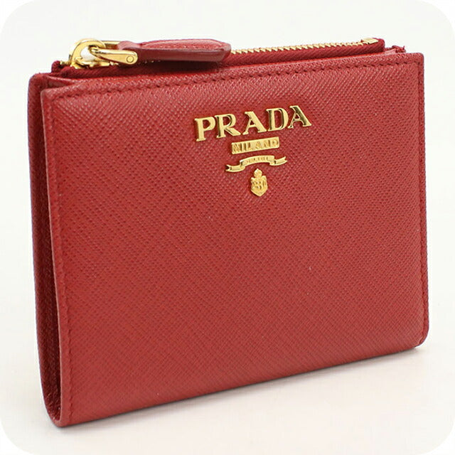 中古 プラダ 二つ折り財布 二折財布 レディース ブランド PRADA サフィアーノレザー レザー 1ML023 QWA F068Z レッド USDPR112965011