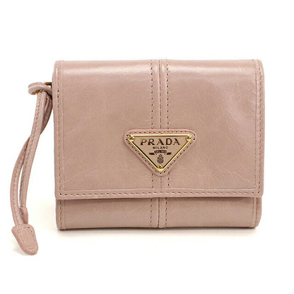 中古 プラダ 三つ折り財布 三折財布 レディース ブランド PRADA レザー ピンク USDPR113078011