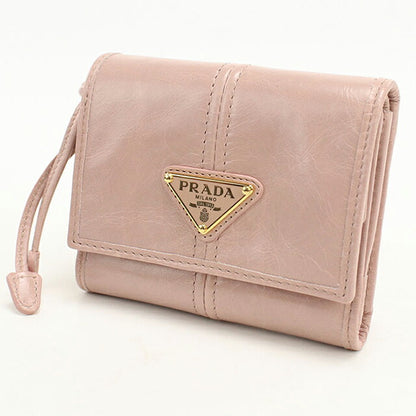 中古 プラダ 三つ折り財布 三折財布 レディース ブランド PRADA レザー ピンク USDPR113078011