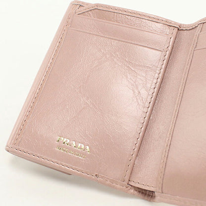 中古 プラダ 三つ折り財布 三折財布 レディース ブランド PRADA レザー ピンク USDPR113078011
