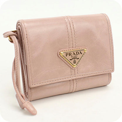 中古 プラダ 三つ折り財布 三折財布 レディース ブランド PRADA レザー ピンク USDPR113078011