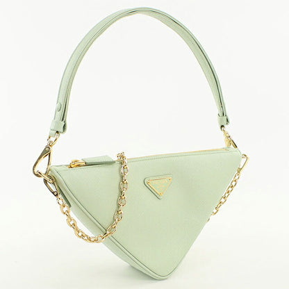 中古 プラダ ショルダーバッグ レディース ブランド PRADA トライアングルバッグ 2WAY レザー グリーン USDPR113085011