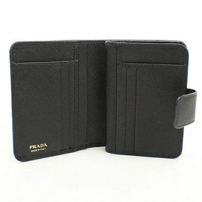 中古 プラダ 二つ折り財布 二折財布 レディース ブランド PRADA レザー ブラック USDPR113090011