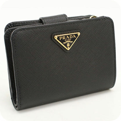 中古 プラダ 二つ折り財布 二折財布 レディース ブランド PRADA レザー ブラック USDPR113090011