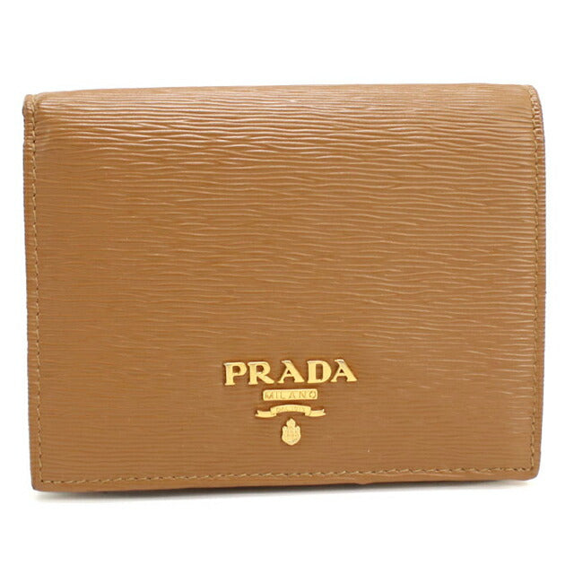 中古 プラダ 二つ折り財布 二折財布 レディース ブランド PRADA ヴィッテロムーブレザー レザー 1MV204 ブラウン USDPR113200011